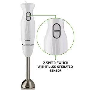 Ovente Immersion, 304-Grade Stainless Steel Blades, 300W Multi-Purpose Hand Blender Mixer, 2-Speed Settings