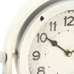 Zentique Vintage White Metal Hinged Bird Table Clock