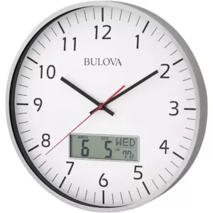 Bulova 14 in. H x 14 in. W Round Wall Clock