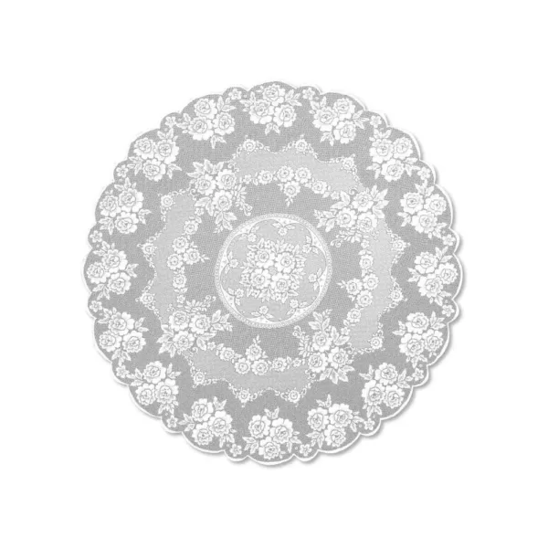 Heritage Lace Victorian Rose Round White Polyester Tablecloth