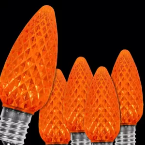 Wintergreen Lighting OptiCore C9 LED Orange Faceted Replacement Bulbs (25-Pack)
