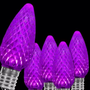 Wintergreen Lighting OptiCore C9 LED Purple Faceted Replacement Light Bulbs (25-Pack)