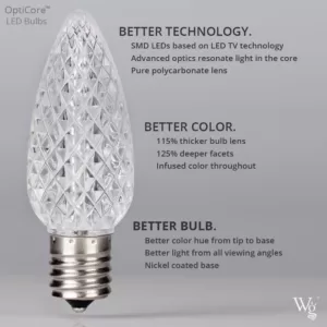 Wintergreen Lighting OptiCore C7 LED Warm White Smooth/Opaque Christmas Light Bulbs (25-Pack)