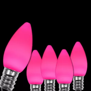 Wintergreen Lighting OptiCore C7 LED Pink Smooth/Opaque Christmas Light Bulbs (25-Pack)