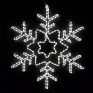Wintergreen Lighting 28 in. 296-Light LED Cool White Hanging Snowflake with Star Center