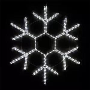Wintergreen Lighting 12 in. 63-Light LED Cool White 18 Point Hanging Snowflake Decor