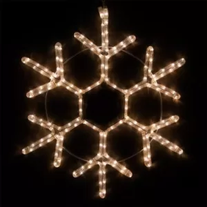 Wintergreen Lighting 12 in. 63-Light LED Warm White 18 Point Hanging Snowflake Decor