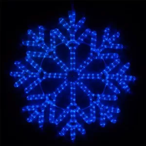 Wintergreen Lighting 24 in. 380-Light LED Blue 40 Point Hanging Snowflake Decor