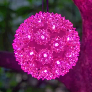 Wintergreen Lighting 6 in. 70-Light LED Pink Decorative Starlight Sphere