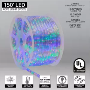Wintergreen Lighting 150 ft. 1800-Light Multi-Color Christmas LED Rope Light Kit