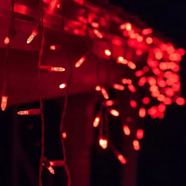Wintergreen Lighting 7 ft. 70-Light M5 LED Red Icicle Light Set