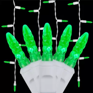 Wintergreen Lighting 7 ft. 70-Light LED M5 Green Icicle Light Set