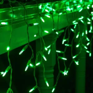 Wintergreen Lighting 7 ft. 70-Light LED M5 Green Icicle Light Set