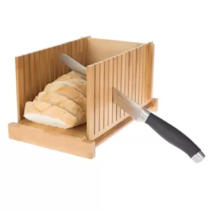 Classic Cuisine Adjustable Bamboo Knife Guide and Board for Bread Cutting