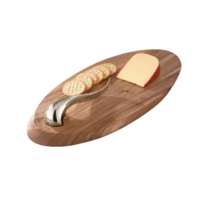 Nambe Swoop 21 in. Wood Cheese Board with Knife