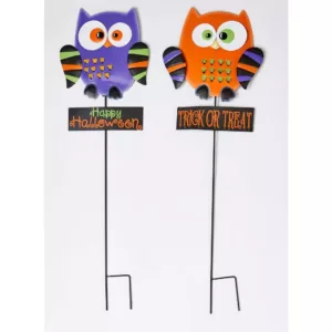 Worth Imports 36 in. Metal Halloween Owl on Stake (Set of 2)