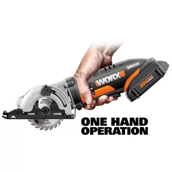 Worx POWER SHARE 20-Volt Worxsaw 3-3/8 in. Compact Circular Saw