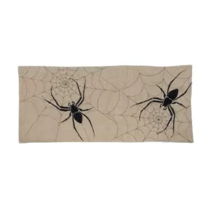Xia Home Fashions 0.1 in. H x 16 in. W x 36 in. D Halloween Creepy Spiders Double Layer Table Runner in Natural