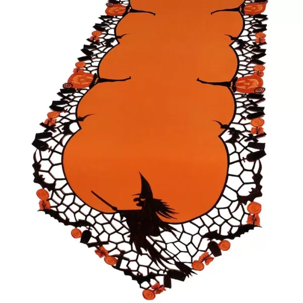 Xia Home Fashions 0.1 in. x 15 in. x 54 in. Witch Embroidered Cutwork Halloween Table Runner