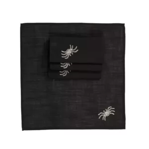 Xia Home Fashions 0.1 in. H x 20 in. W x 20 in. D Happy Halloween Napkins in Black (Set of 4)
