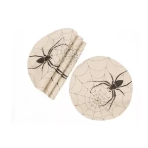Xia Home Fashions 0.1 in. H x 16 in. W Halloween Creepy Spiders Double Layer Placemats in Natural (Set of 4)