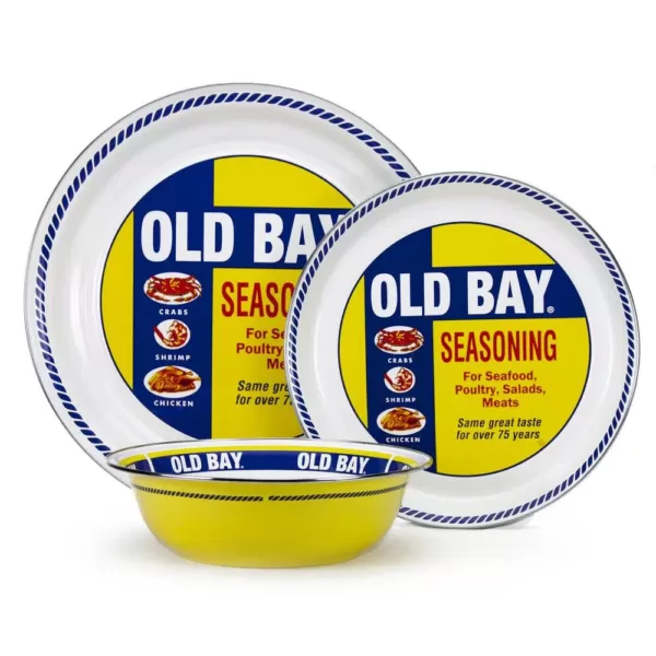 Golden Rabbit 20 in. Old Bay Enameled Steel Round Serving Tray