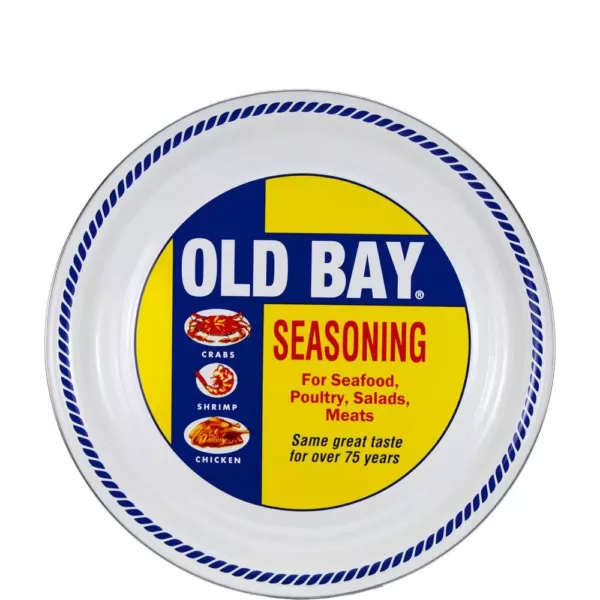 Golden Rabbit 15 in. Old Bay Enameled Steel Round Serving Tray