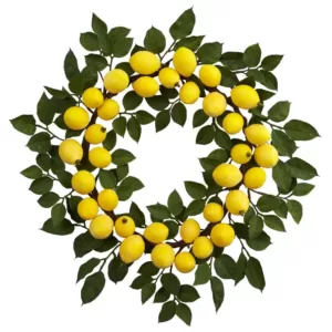 Nearly Natural 24 in. Lemon Wreath