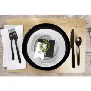RITZ 19 in. x 13 in. Bronze Metallic Stitched PVC Placemats (Set of 12)