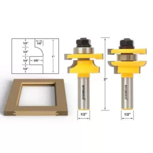 Yonico Rail & Stile Round Over 1/2 in. Shank Carbide Tipped Router Bit Set (2-Piece)