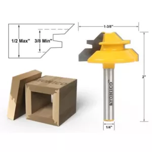 Yonico Lock Miter up to 1/2 in. Stock 1/4 in. Shank Carbide Tipped Router Bit