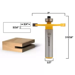 Yonico Slot Cutter 3/16 in. L 1/2 in. Shank Carbide Tipped Router Bit