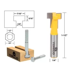 Yonico T Slot 7/16 in. Dia 1/4 in. Shank Carbide Tipped Router Bit