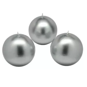 Zest Candle 3 in. Metallic Silver Ball Candles (6-Box)